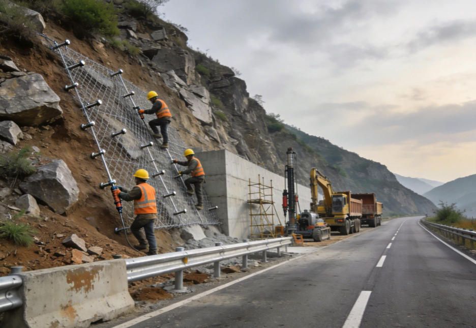万江街道公路道路护坡